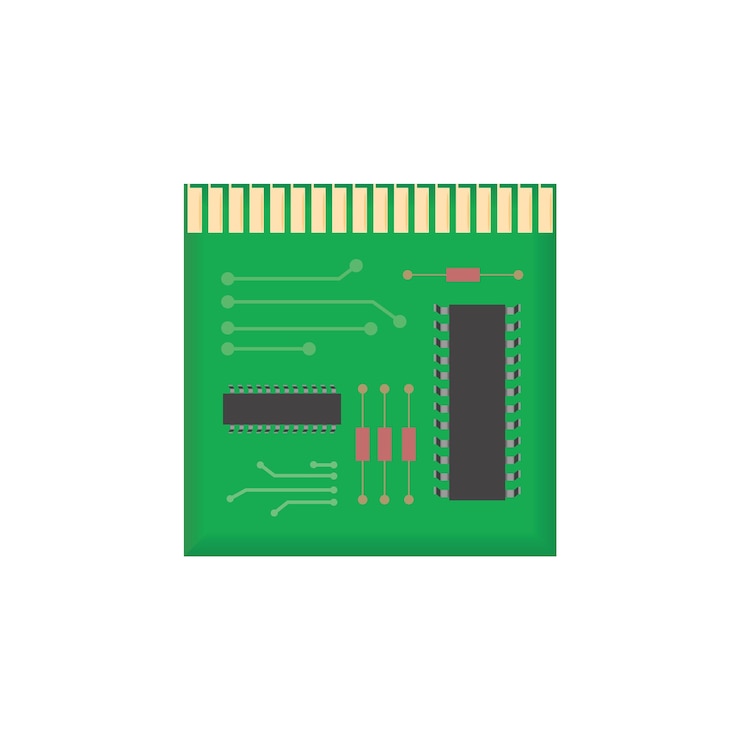 Vecteur schéma de micropuce icône minimale isolée de puce