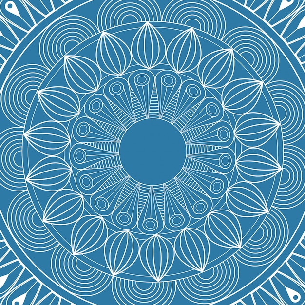 Vecteur schéma mystique mandala fond bleu