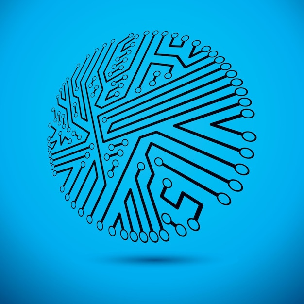 Schéma rond cybernétique futuriste, illustration vectorielle de la carte mère. Élément numérique, circuit imprimé.