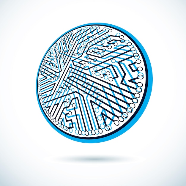 Schéma rond cybernétique futuriste, illustration vectorielle de la carte mère. Élément numérique, circuit imprimé.
