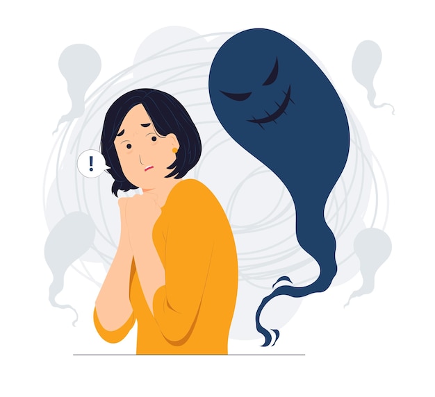Schizophrénie stress post-traumatique trouble mental choqué peur panique anxiété peur frustrée et illustration de concept terrifié