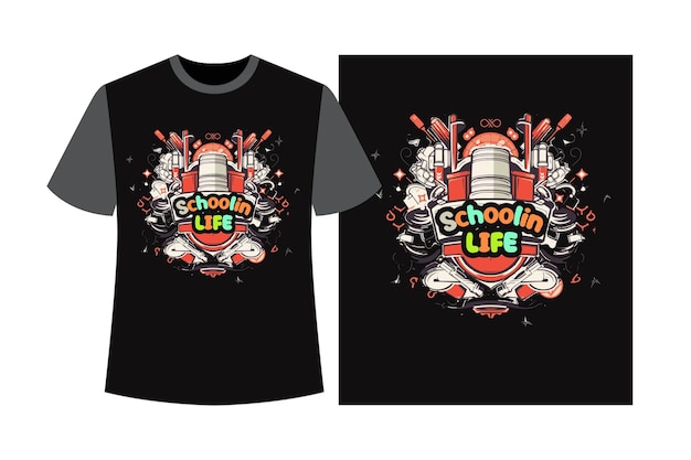 Vecteur schoolin life design de t-shirt de retour à l'école