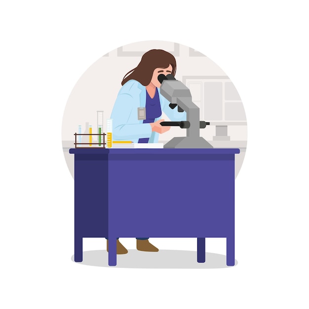 scientifique en laboratoire avec microscope