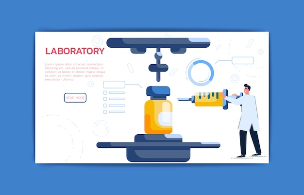 Vecteur scientifique travaillant dans un modèle de page de destination de laboratoire. concept scientifique.