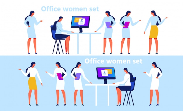 Scientifiques De Bureau Femme Mis Au Travail Illustration