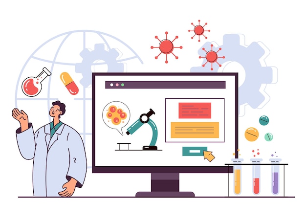 Scientifiques Médecins Personnages Faisant Des Recherches En Laboratoire Médical Sur Les Médicaments