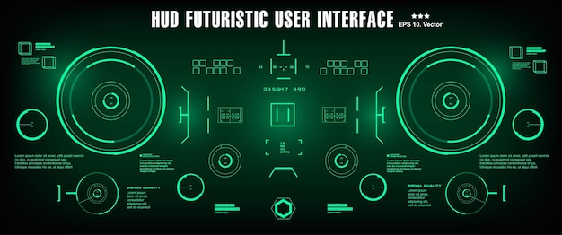 Scifi Futuriste Hud Tableau De Bord Affichage écran De Technologie De Réalité Virtuelle Hud Interface Utilisateur Vert Futuriste