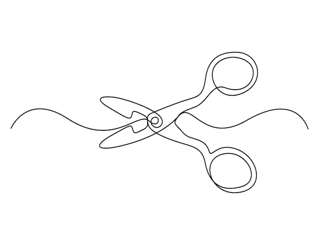 Scissor tool continuous one line drawing vector illustration