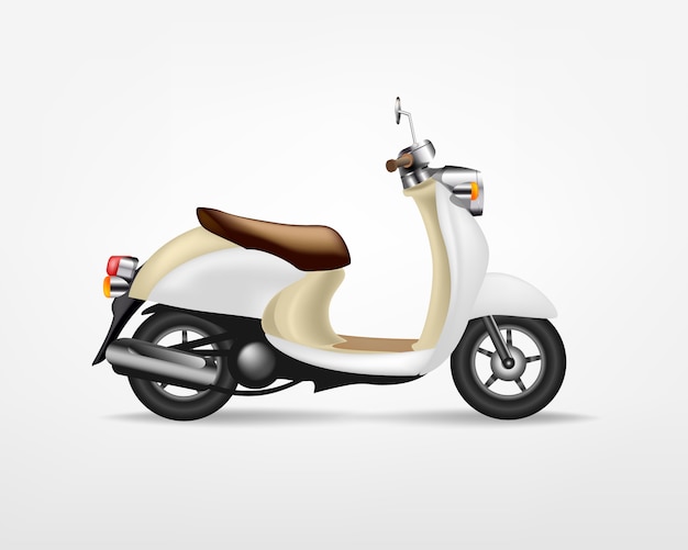 Scooter électrique Vintage à La Mode, Sur Fond Blanc. Moto électrique, Modèle Pour La Marque Et La Publicité.