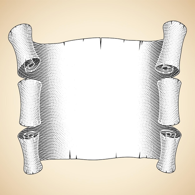 Vecteur scratchboard gravé grande bannière courbée avec remplissage blanc