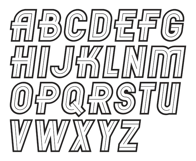 Script créatif vintage de vecteur, ensemble de lettres alphabet arrondies audacieuses modernes, à utiliser comme éléments de conception d'affiches rétro.