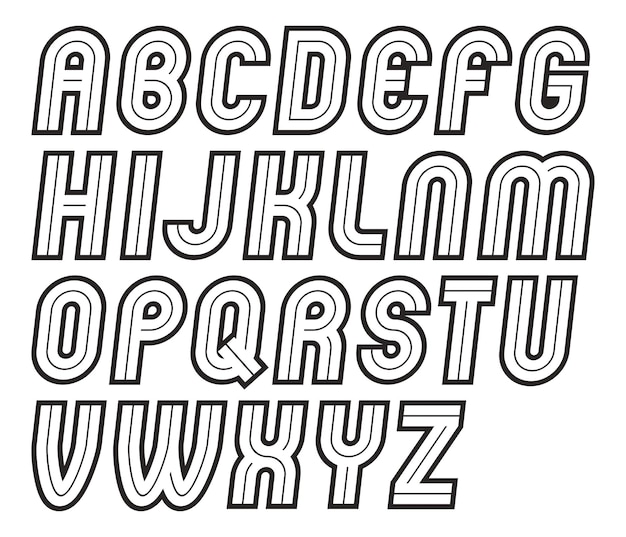 Script créatif vintage de vecteur, ensemble de lettres alphabet arrondies audacieuses modernes, à utiliser comme éléments de conception d'affiches rétro.