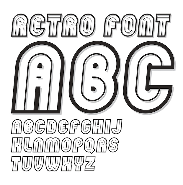 Script créatif vintage de vecteur, jeu de lettres de l'alphabet cool, peut être utilisé dans la création d'affiches