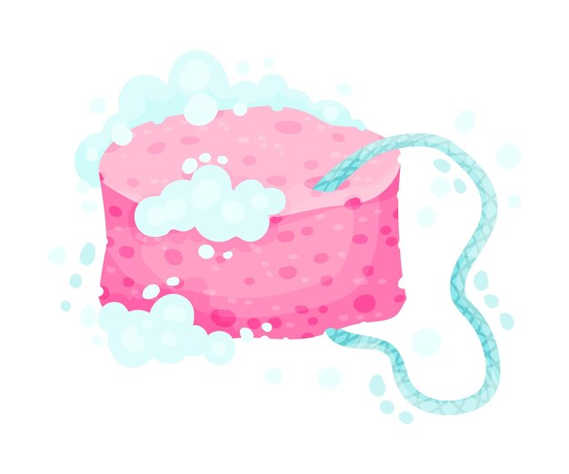 Scrubber Corporel Ou Douche Puff Avec Poignée Et Illustration Vectorielle De Mousse