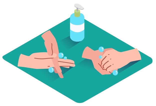 Se Laver Les Mains Avec Du Savon Concept De Covid-19 Illustration Vectorielle