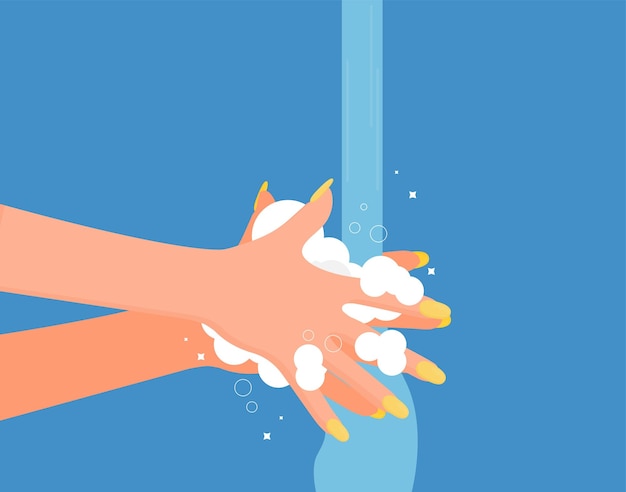 Se laver les mains avec du vecteur de savon