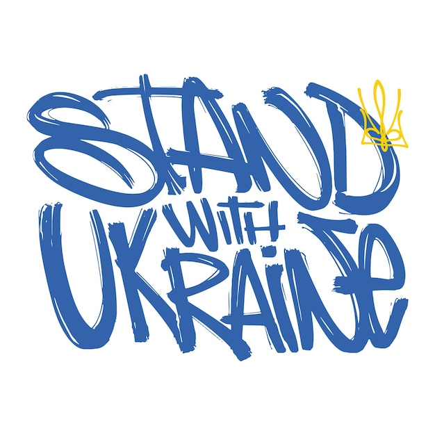 Se tenir debout avec le slogan ukrainien dessiné à la main