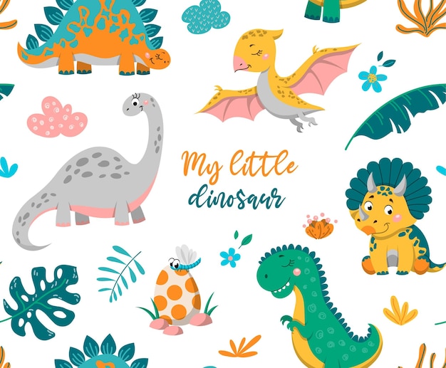 Seamless Pattern de dinosaures