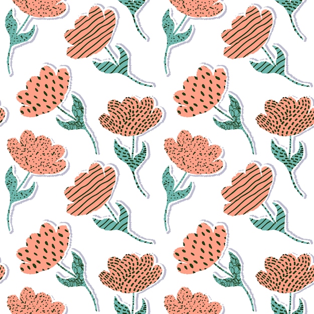 Seamless Pattern Avec Des Tulipes En Papier