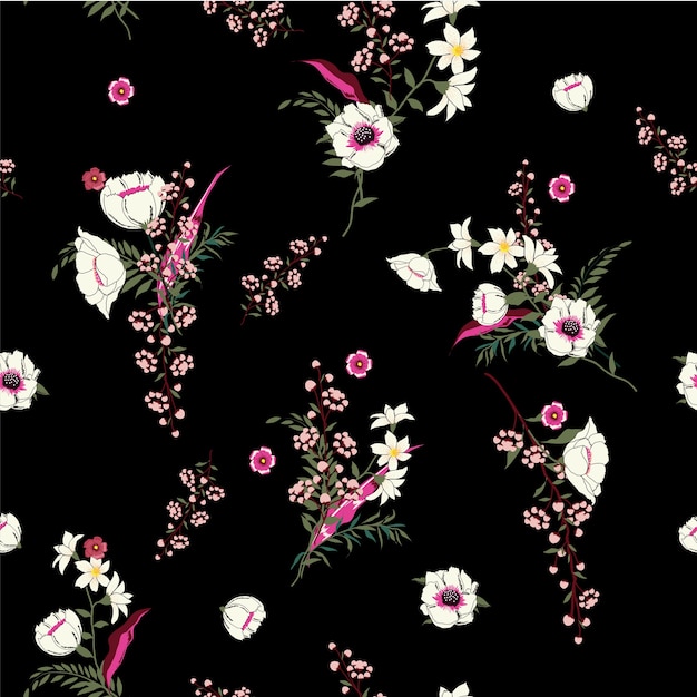 Seamless Pattern Vent Coup Fleurs