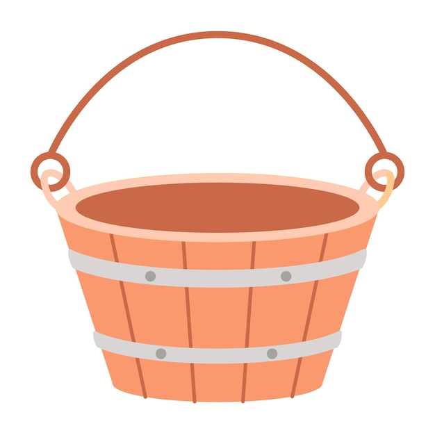 Seau de bain en bois avec poignée Accessoire pour bain et sauna Illustration vectorielle
