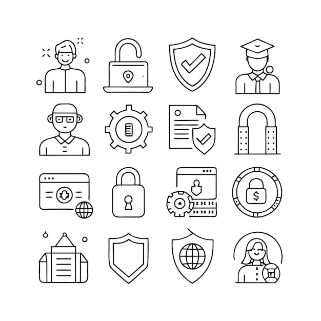 Sécurité et confidentialité Sélection d'icônes de verrouillage Vecteur de collection pour les documents d'interface utilisateur Sites Web Applications mobiles