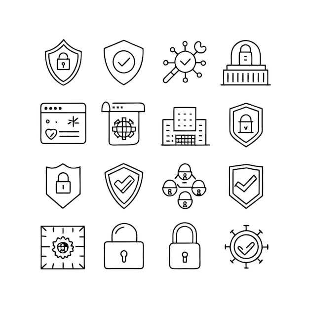 Sécurité et confidentialité Sélection d'icônes de verrouillage Vecteur de collection pour les documents d'interface utilisateur Sites Web Applications mobiles