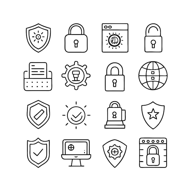 Sécurité et confidentialité Sélection d'icônes de verrouillage Vecteur de collection pour les documents d'interface utilisateur Sites Web Applications mobiles