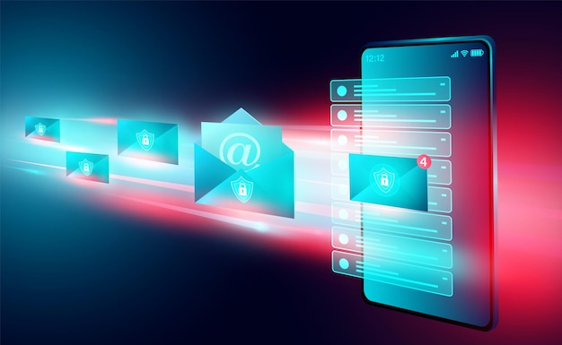 Vecteur sécurité du service de messagerie électronique et messagerie électronique et messagerie web sur smartphone