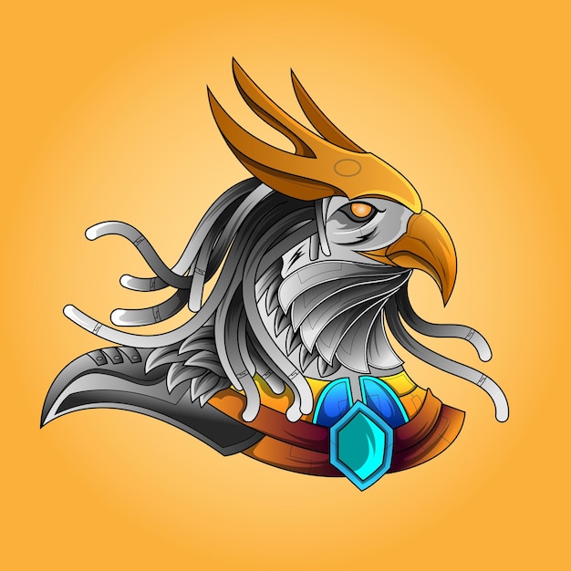 Le Seigneur D'horus Pharaon Dieu Visage Et Tête Création De Logo De Mascotte D'egyptian Eagle Esport