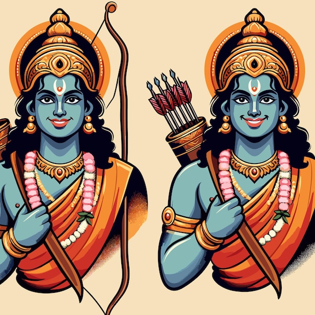 Seigneur Rama illustration vectorielle dieu Ram Navami spécial généré ai