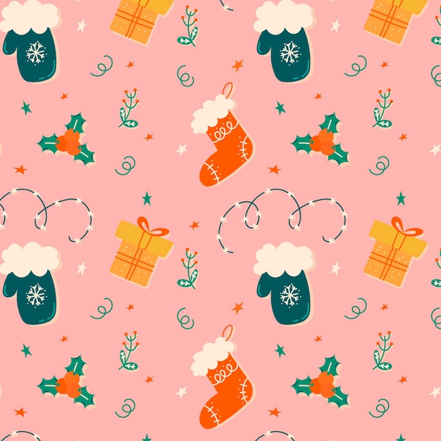 Sélection d'articles d'hiver mignons dessinés à la main comme motif