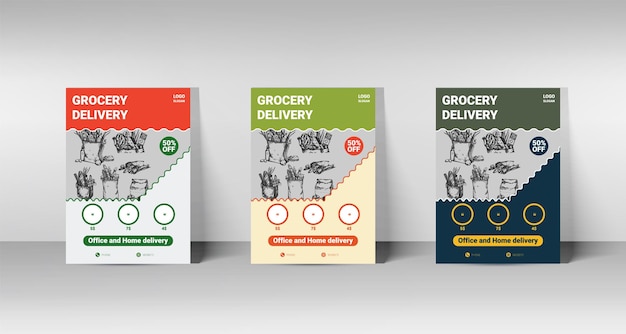 Une sélection de brochures de livraison d'épicerie