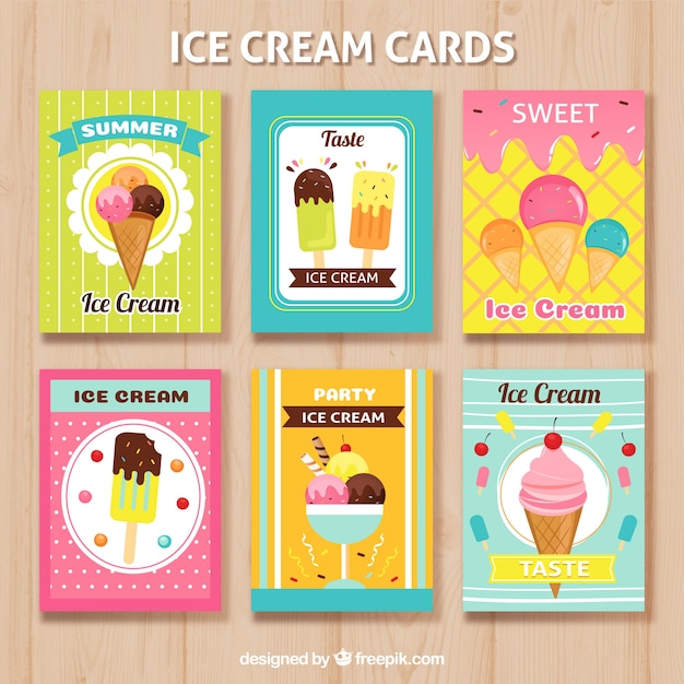 Vecteur sélection de cartes été formidables avec différentes glaces