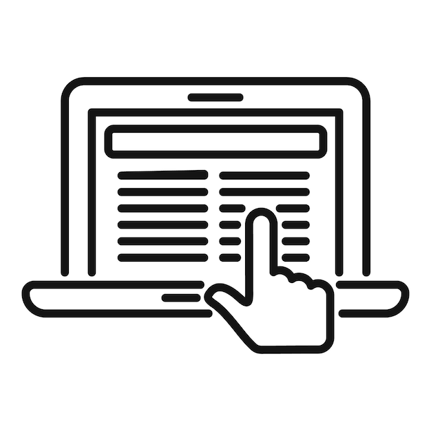 Sélection de contenu numérique sur l'icône de la ligne de l'ordinateur portable