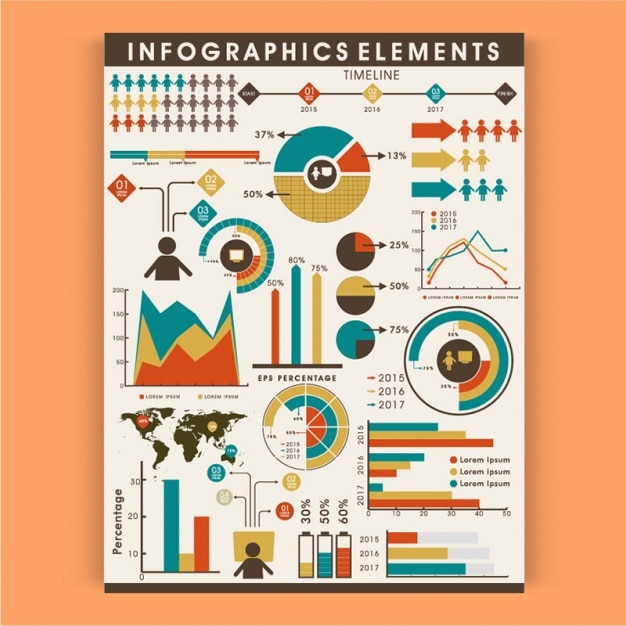 Vecteur sélection des éléments infographiques en design plat