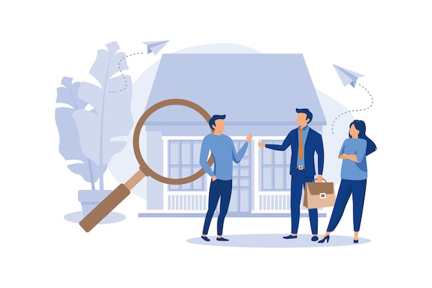 Sélection de la maison et recherche d'une illustration de design plat et moderne