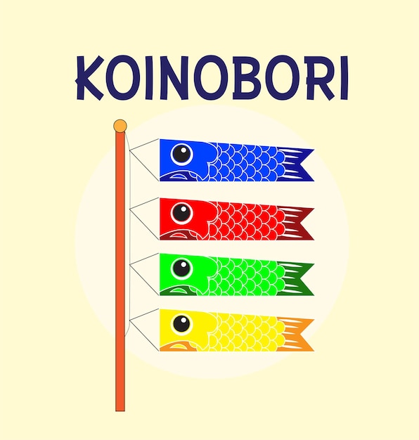 Vecteur semaine d'or au japon illustration de bannière koinobori carpes sur un motif rhombique jaune à japa