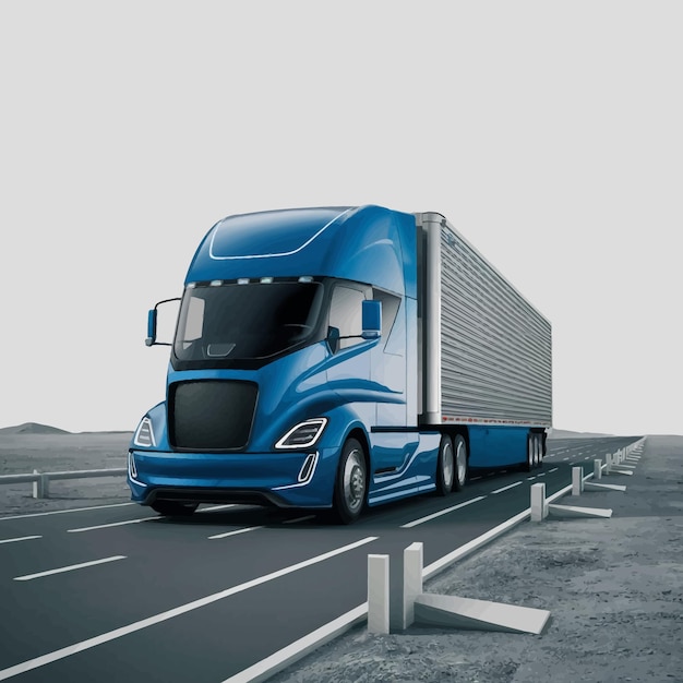 un semi-camion bleu avec le mot "cab" sur le côté