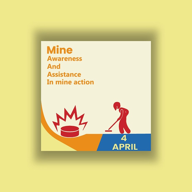 Vecteur la sensibilisation aux mines et l'assistance à l'action antimines 4 avril design des médias sociaux