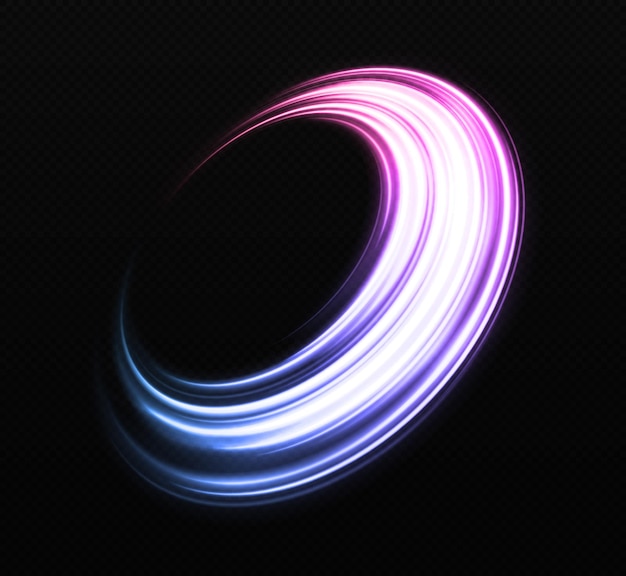 Vecteur sentiers courbes cosmiques effet tourbillon étincelant anneaux de couleurs brillants