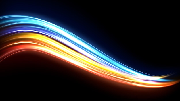 Sentiers lumineux colorés, effet de flou de mouvement d'exposition longue durée. Illustration vectorielle
