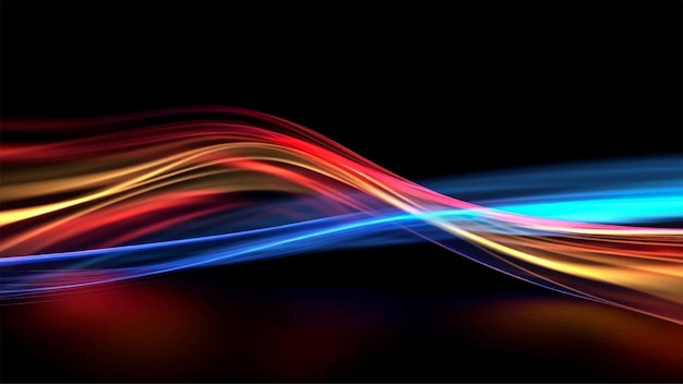 Sentiers lumineux colorés avec effet de mouvement pour l'animation et le graphique de mouvement Illustration vectorielle de lumière néon superposée isolée sur fond noir