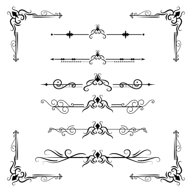 Vecteur séparateur de texte decoratice diviseur livre typographie ornement éléments de conception vintage divisant les formes illustration de la frontière