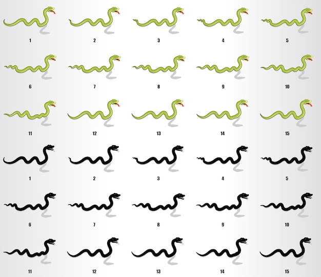 Séquence d'animation de serpent rampant