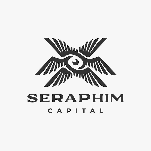 Séraphin Six Ailes Un Oeil Logo Vector Icon Illustration