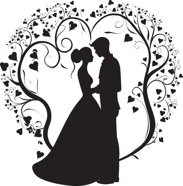 Vecteur sérénade de fleurs capricieuses logo vectoriel noir jardin éternel romance emblème floral de mariage