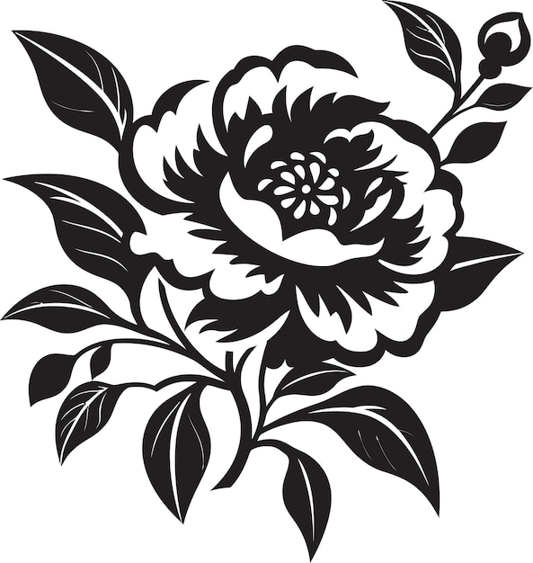 Vecteur serenade florale à l'encre vi serenade à l'ombre florale vectorielle serenade stygian à fleurs ix noir et blanc bl