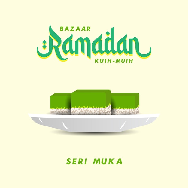 Vecteur seri muka bazaar ramadan nourriture au design plat