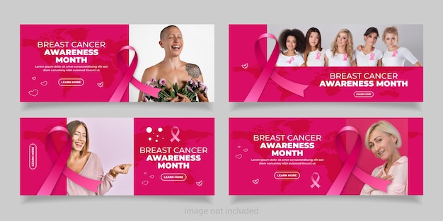 une série de cartes avec les mots mois de sensibilisation au cancer du sein